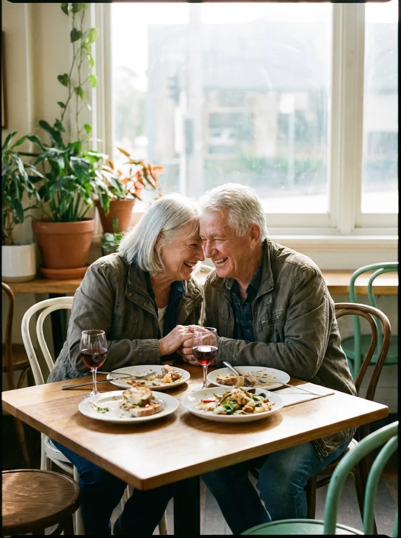 Friends enjoying a meal together at a restaurant